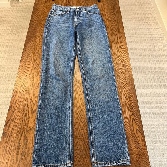 Denim Forum Aritzia The Nina Stovepipe Straight Leg Jeans Button Fly  Size 26 - Picture 2 of 13